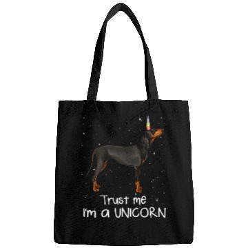 Discover Coonhound Pet Funny Black and Tan Coonhound Trust Me Im A Unicorn Bags