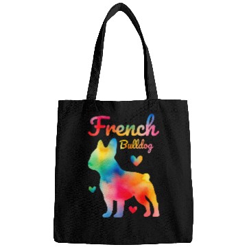 Discover French Bulldog Pet Watercolor Colorful Rainbow Bags