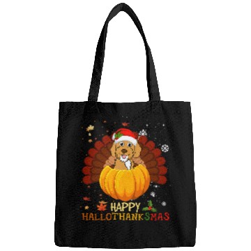 Discover Labradoodle Pet Halloween Merry Christmas Happy Hallothanksmas Bags