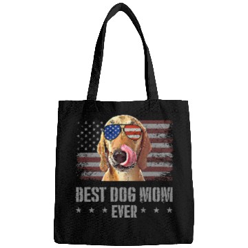 Discover Coonhound Pet Redbone Coonhound bests Dog Mom Ever Retro USA American Flag Bags