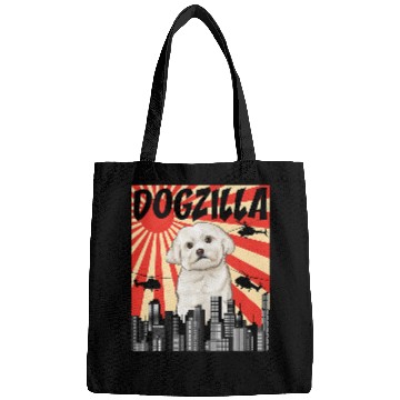 Discover Maltese Pet Funny Retro Japanese Dogzilla Bags
