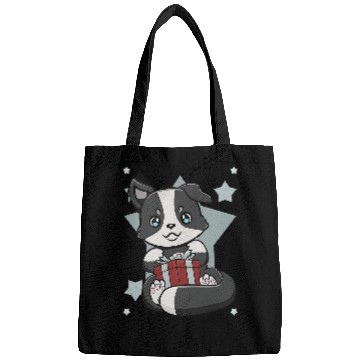 Discover Border Collie Pet With Present An Cute Santa Dog For Christmas Bags