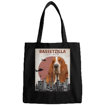 Discover Basset Hound Pet Bassetzilla Basset Hound Dog Giant Monster Japanese Meme Bags
