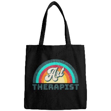 Discover Art Therapist 1960s Groovy Distressed Font Rainbow Bags