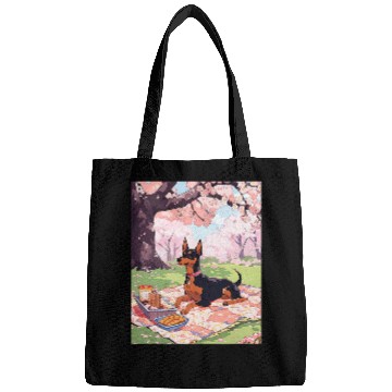 Discover Miniature Pinscher Pet Cherry Blossom Funny Dog Picnic Bags