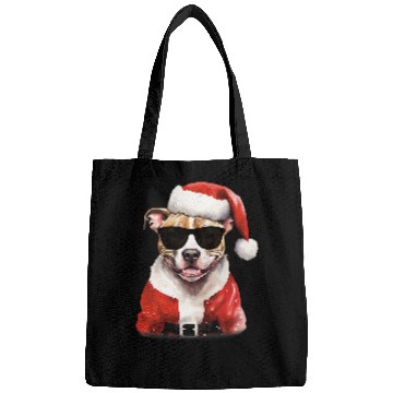 Discover Pitbull Pet Terrier Watercolor Painting Santa Christmas Bags