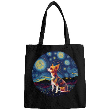 Discover Chihuahua Pet Red Chihuahua Starry Night Van Gogh Colorful Bags