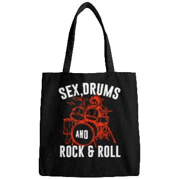 Discover Funny Drummer Rock Music Funny Drum Rock And Roll Slogan Bags