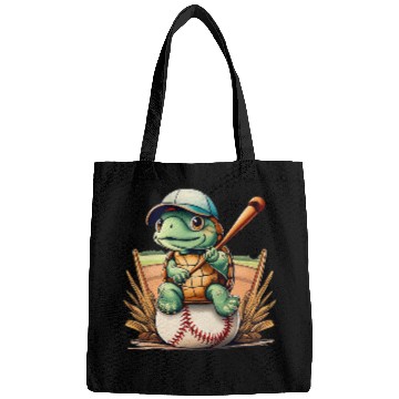 Discover Sport Baseball turtle cute drawing with baseball bat Bags