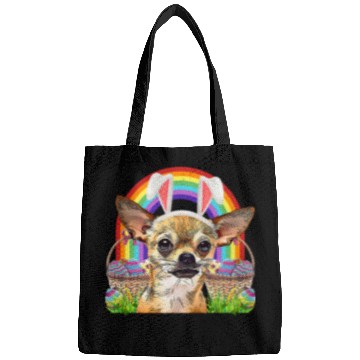 Discover Chihuahua Pet Lover Easter Bunny Egg Hunt Rainbow Bags