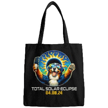 Discover Bernese Mountain Pet Taking Selfie Solar Eclipse Bags