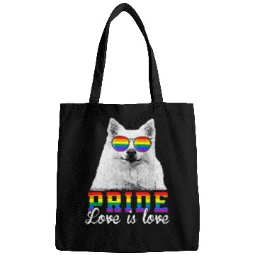 Discover Eskimo Pet Funny LGBT Pride Love Is Love American Eskimo Bags