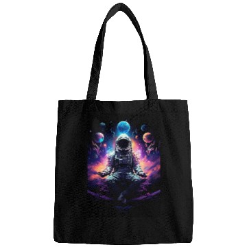 Discover Astronaut In Lotus Pose Holding Space Objects Bags