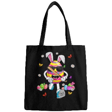 Discover Sport Baseball Funny Easter Egg Playing Baseball Bunny Ears Easter Day Bags