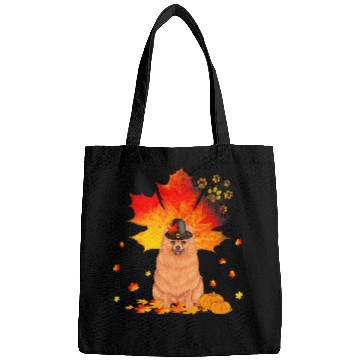 Discover Pomeranian Pet Autumn Leaf Fall Leaves Dog Lover Thanksgiving Bags