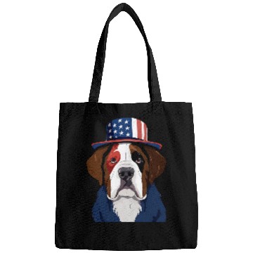 Discover Saint Bernard with USA Flag American Independence Day Bags
