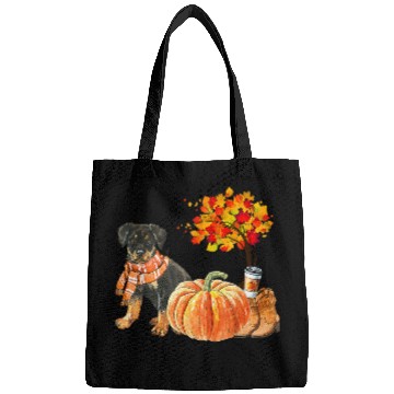 Discover Rottweiler Pet Scarf Pumpkin Spice Latte Autumn Leaves Fall Bags