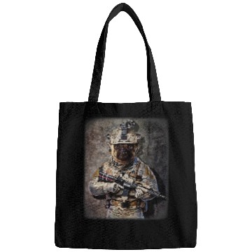 Discover Pug Pet Grumpy as armys Commando in Full Tactical Bags