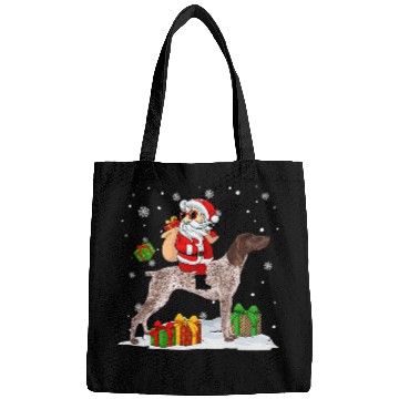Discover German Shorthaired Pet Christmas Santa Claus Riding Shorthaired Pointer Classic Bags