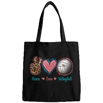 Discover Sport Volleyball Peace Love Volleyball Fan Volleyball Tee Volleyball Coach Bags