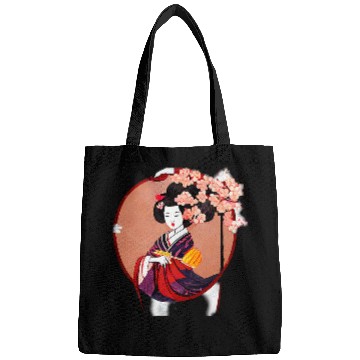 Discover Japanese Geisha cherry blossom flowers classical art Bags