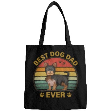 Discover bests Dog Dad Ever vintages Fathers Day Yorkshire Terrier Dog Bags