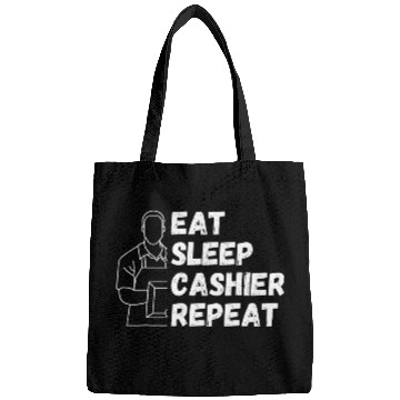 Discover Eat Sleep Cashier Repeat Funny Daily Routine Lifestyle Bags