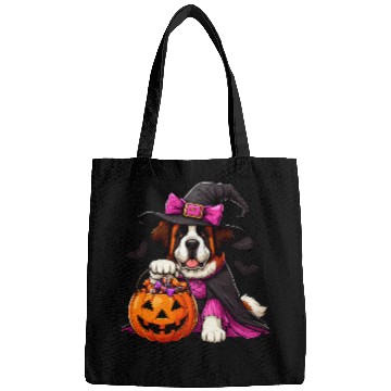 Discover Saint Bernard Halloween Witches Costume For Lover Dog Bags
