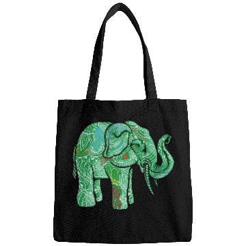 Discover Elephant Mammal animal motif colourful animal print art Bags