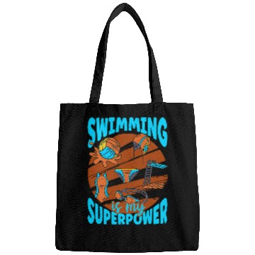Discover Swimming Is My Superpower Cool Pool Swim Coachs Funny Swimmer 1 Bags