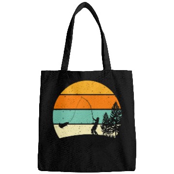 Discover Fishing Fun fishermen fishing at the lake vintages retro nostalgia Bags