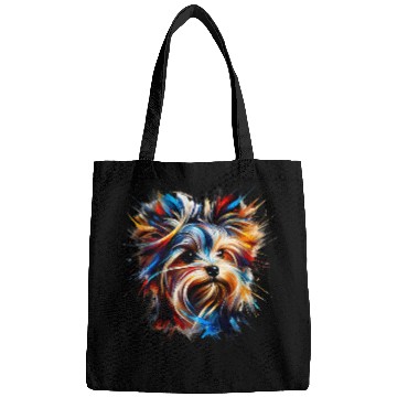Discover Abstract Expressionism inspired Yorkshire Terrier Bags
