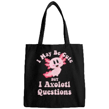 Discover Axolotls Pet Kids Axolotls Fish I Ask Questions Mexican Salamander Kawaii Kids Bags