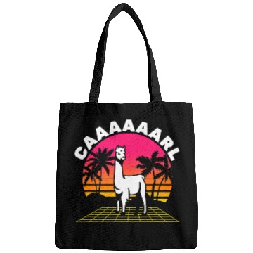 Discover Llama Pet Carl Lama Saying Synthwave Funny Retro Wave Saying Bags