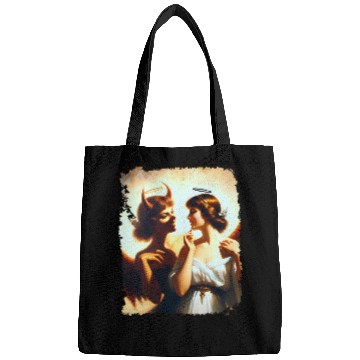 Discover Angel Devil Mirror Image Ethereal Duality Portrait Bags