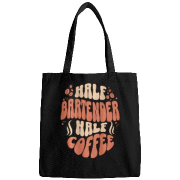 Discover Half Bartender Half Coffee Funny Coffee Funny Backprint Bags