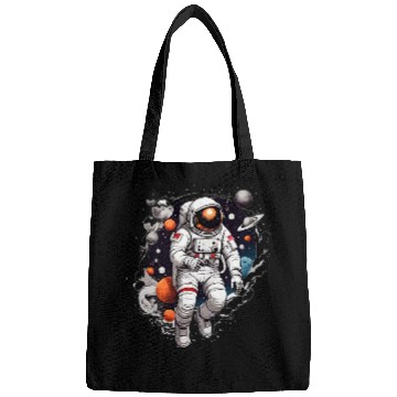 Discover Astronaut Floating In Space Solar System Stars Planets 1 Bags