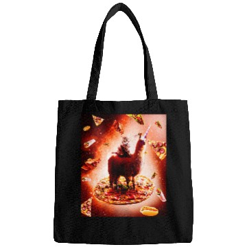Discover Llama Pet Outer Space Cat Riding Llama Unicorns Pizza Bags