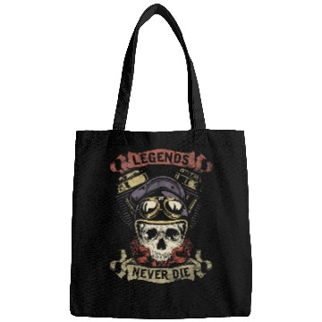 Discover Skull Motorcycle Gift Biker Legends Never Die Dad Papa Bags