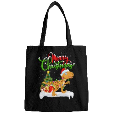 Discover Dinosaur Pet Lover xmass Lighting Santa Tyrannosaurus Christmas Bags