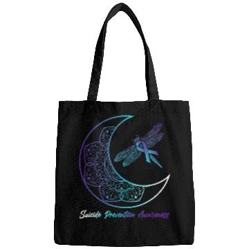 Discover suicides Prevention 988 suicides Depression Moon Dragonfly Bags