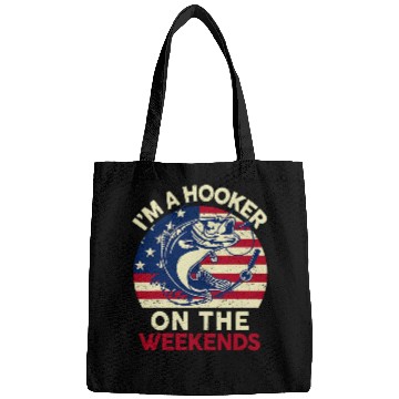 Discover Fishing Fun Funny Bass Fish Dad Fishing Im Hooker On The Weekends Bags
