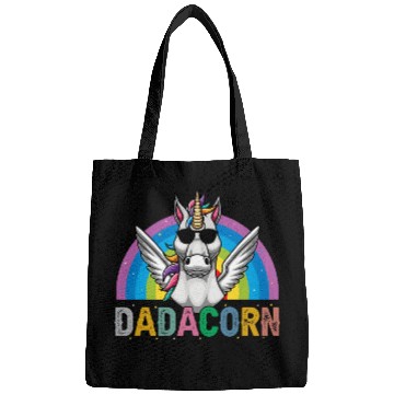 Discover Unicorn Pet Dadacorn Awesome Rainbow Unicorn Rock n Roll For Fathers Day Bags