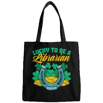 Discover Book Fun Lucky To Be a Librarian St Patricks Day Book Lover Bookworm Bags