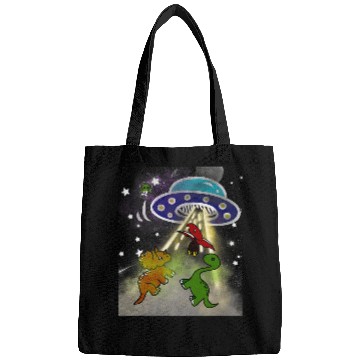 Discover Dinosaur Pet TRex Stegosaurus Abducted by Alien Spaceship Bags