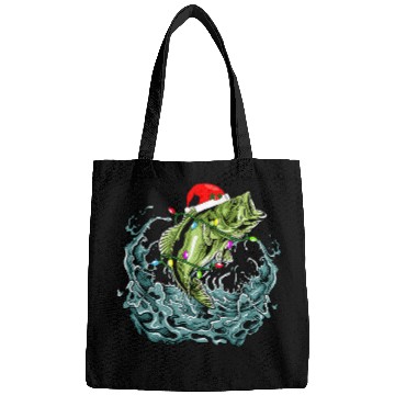 Discover Fishing Fun Santa Bass Fishing Christmas For Men Funny Fishermen xmass Bags