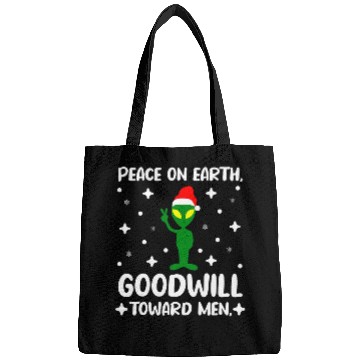 Discover Aliens UFO Peace on Earth Goodwill Toward Men Alien Santa Hat Pacifist Bags