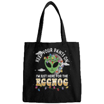 Discover Aliens UFO Funny Christmas Party Eggnog Alien Abduction Quote Bags