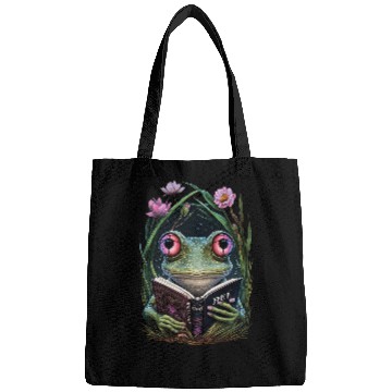 Discover Frog Pet Cottagecore Frog Toad Reading Book Reader Aesthetic Girls Bags