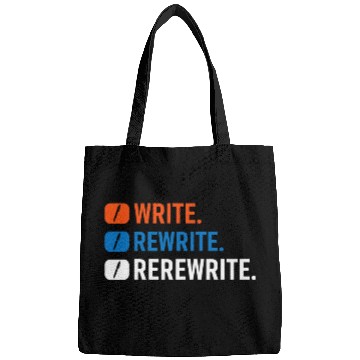 Discover Write Rewrite Rerewrite Book Writing Author Writer 1 Bags